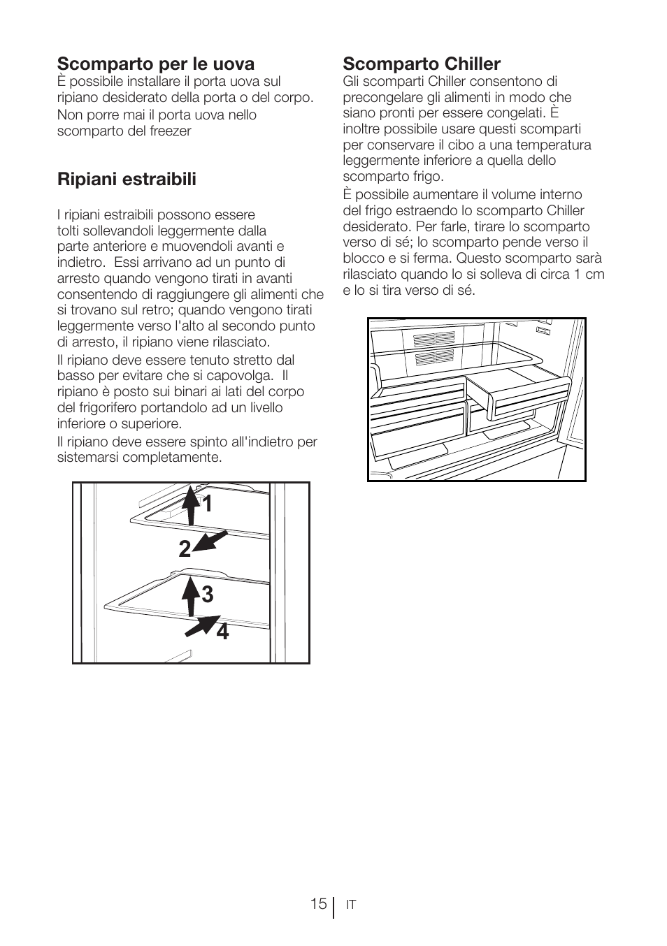 Scomparto per le uova, Ripiani estraibili, Scomparto chiller | Blomberg KFD 9950 X A+ User Manual | Page 140 / 372