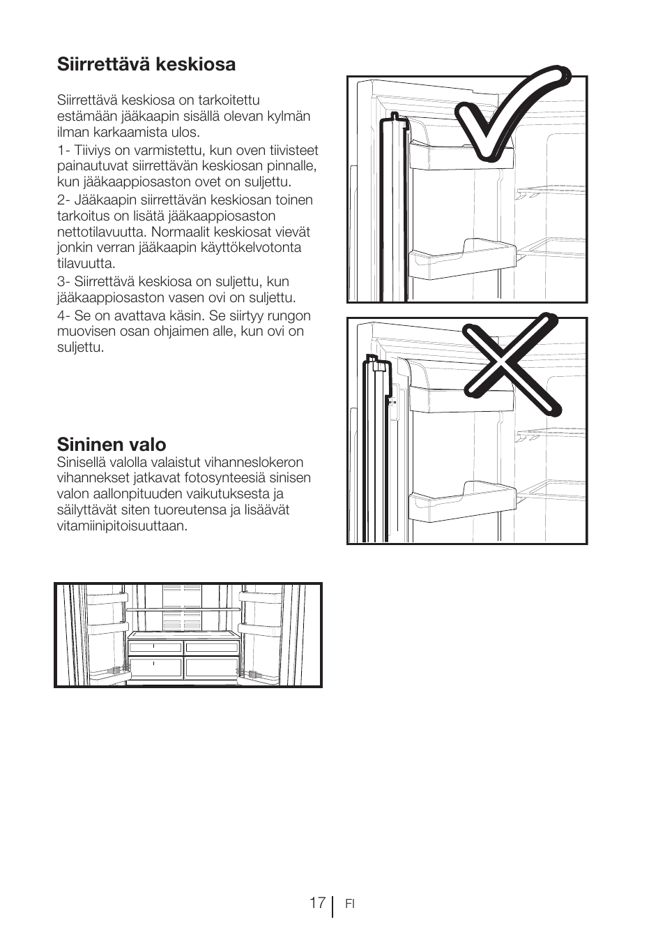 Siirrettävä keskiosa, Sininen valo | Blomberg KFD 9950 X A+ User Manual | Page 166 / 372