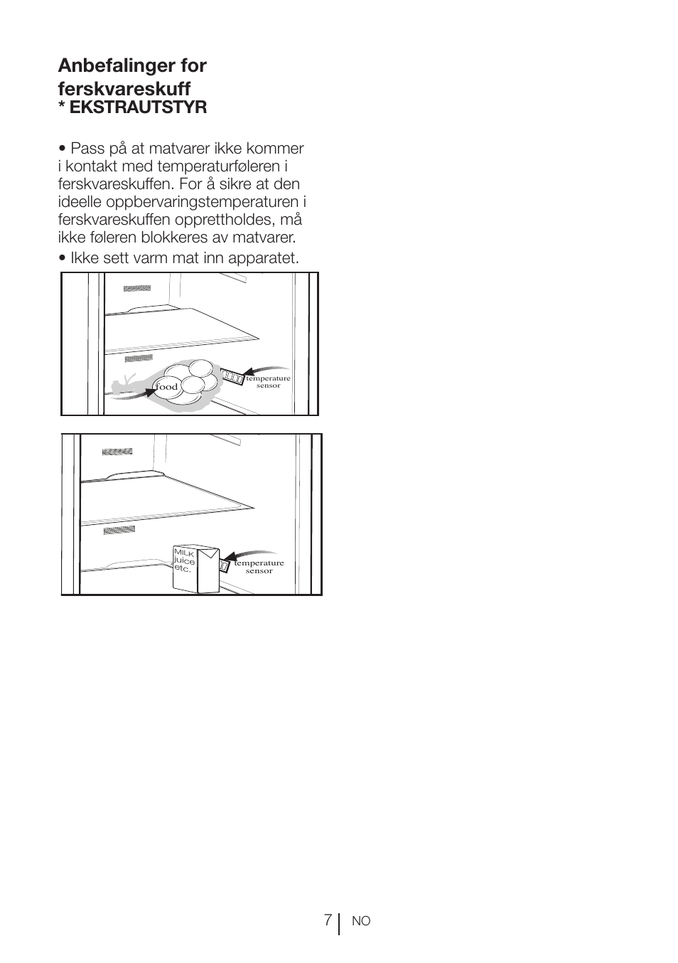 Anbefalinger for ferskvareskuff, Ekstrautstyr | Blomberg KFD 9950 X A+ User Manual | Page 180 / 372