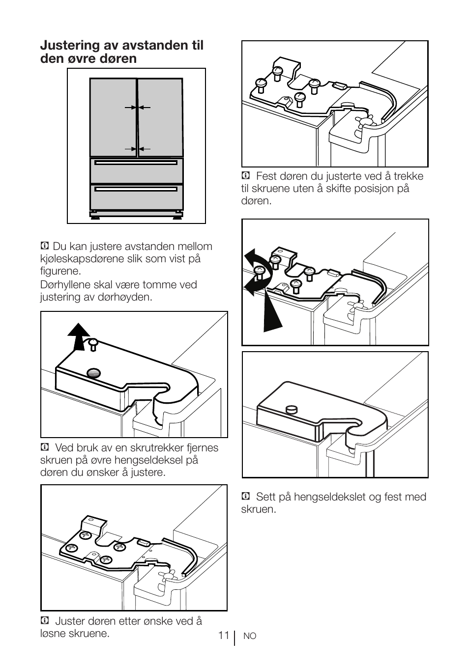 Justering av avstanden til den øvre døren | Blomberg KFD 9950 X A+ User Manual | Page 184 / 372