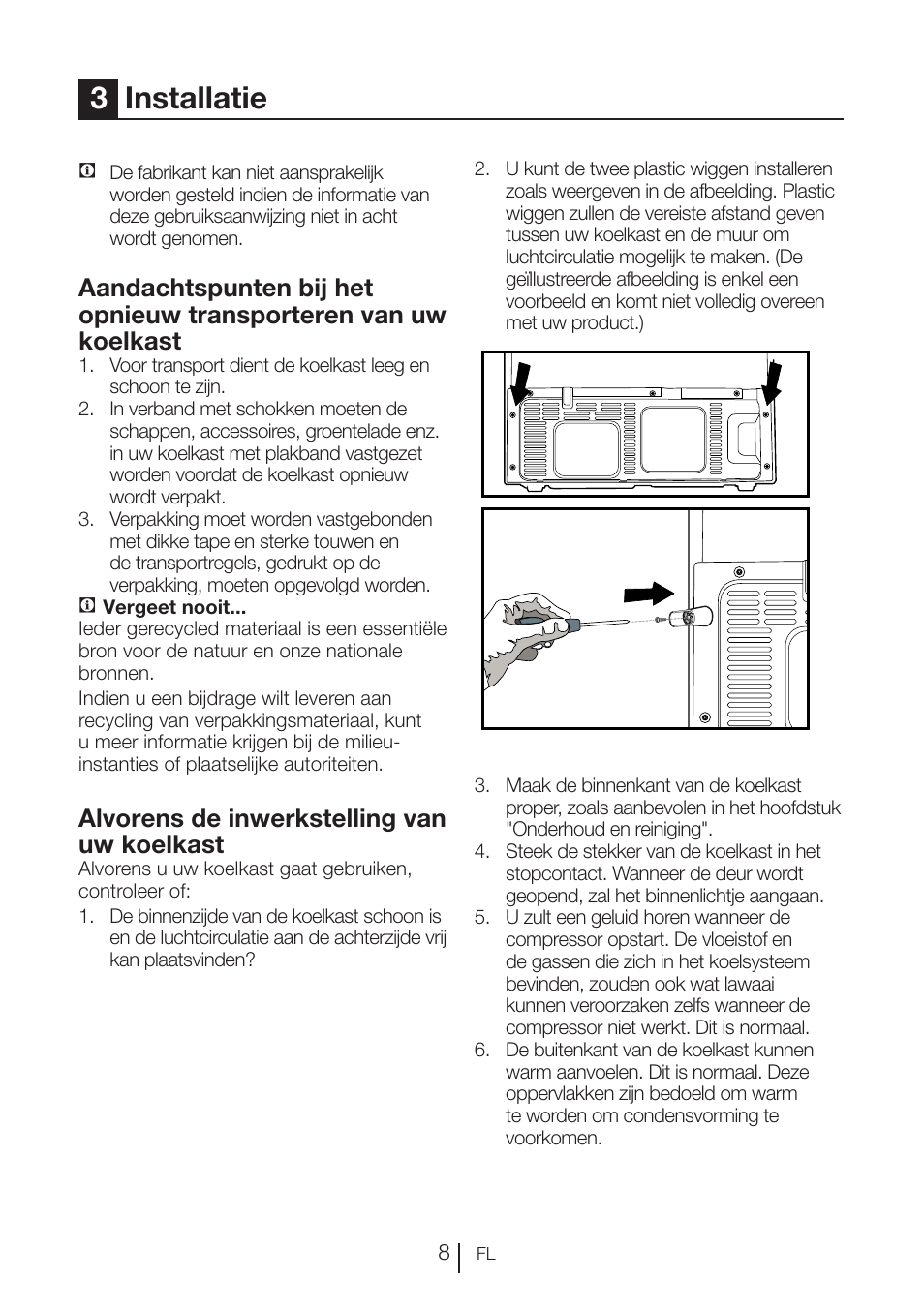 3installatie, Alvorens de inwerkstelling van uw koelkast | Blomberg KFD 9950 X A+ User Manual | Page 206 / 372