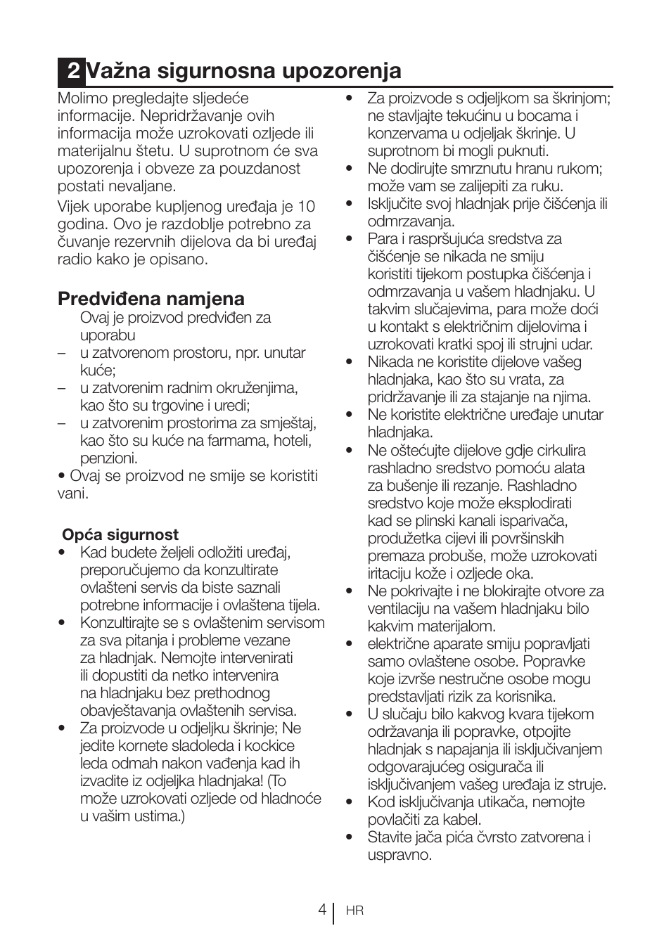 2važna sigurnosna upozorenja, Predviđena namjena | Blomberg KFD 9950 X A+ User Manual | Page 252 / 372