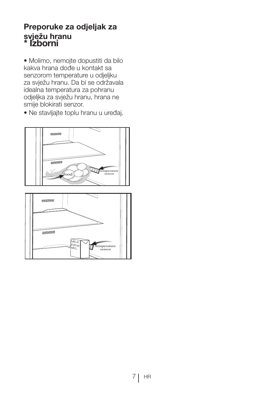 Izborni, Preporuke za odjeljak za svježu hranu | Blomberg KFD 9950 X A+ User Manual | Page 255 / 372