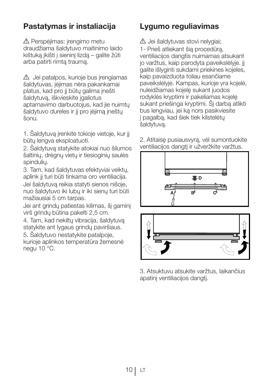 Pastatymas ir instaliacija, Lygumo reguliavimas | Blomberg KFD 9950 X A+ User Manual | Page 283 / 372