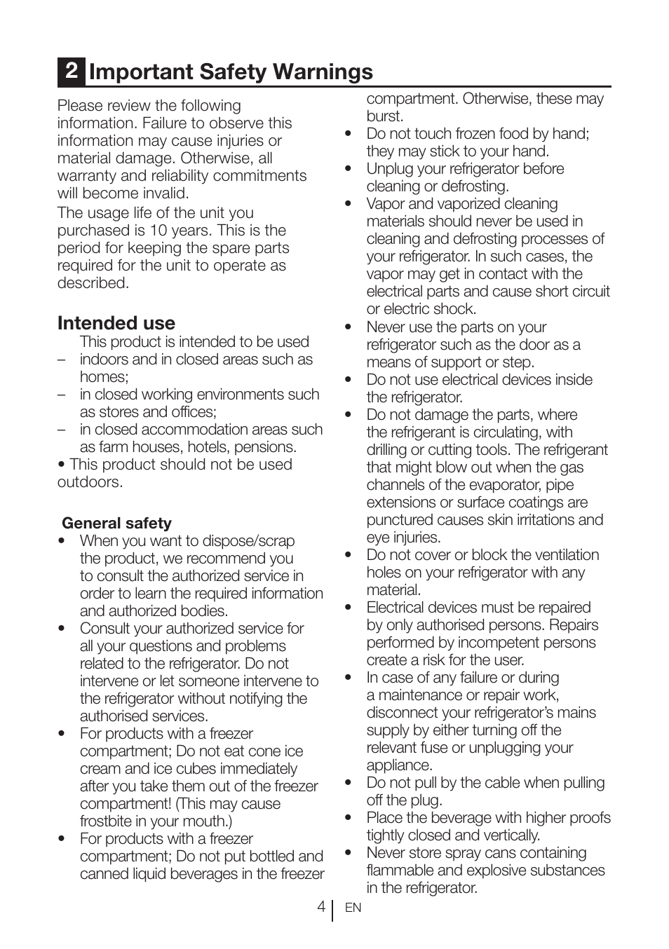 2important safety warnings, Intended use | Blomberg KFD 9950 X A+ User Manual | Page 5 / 372