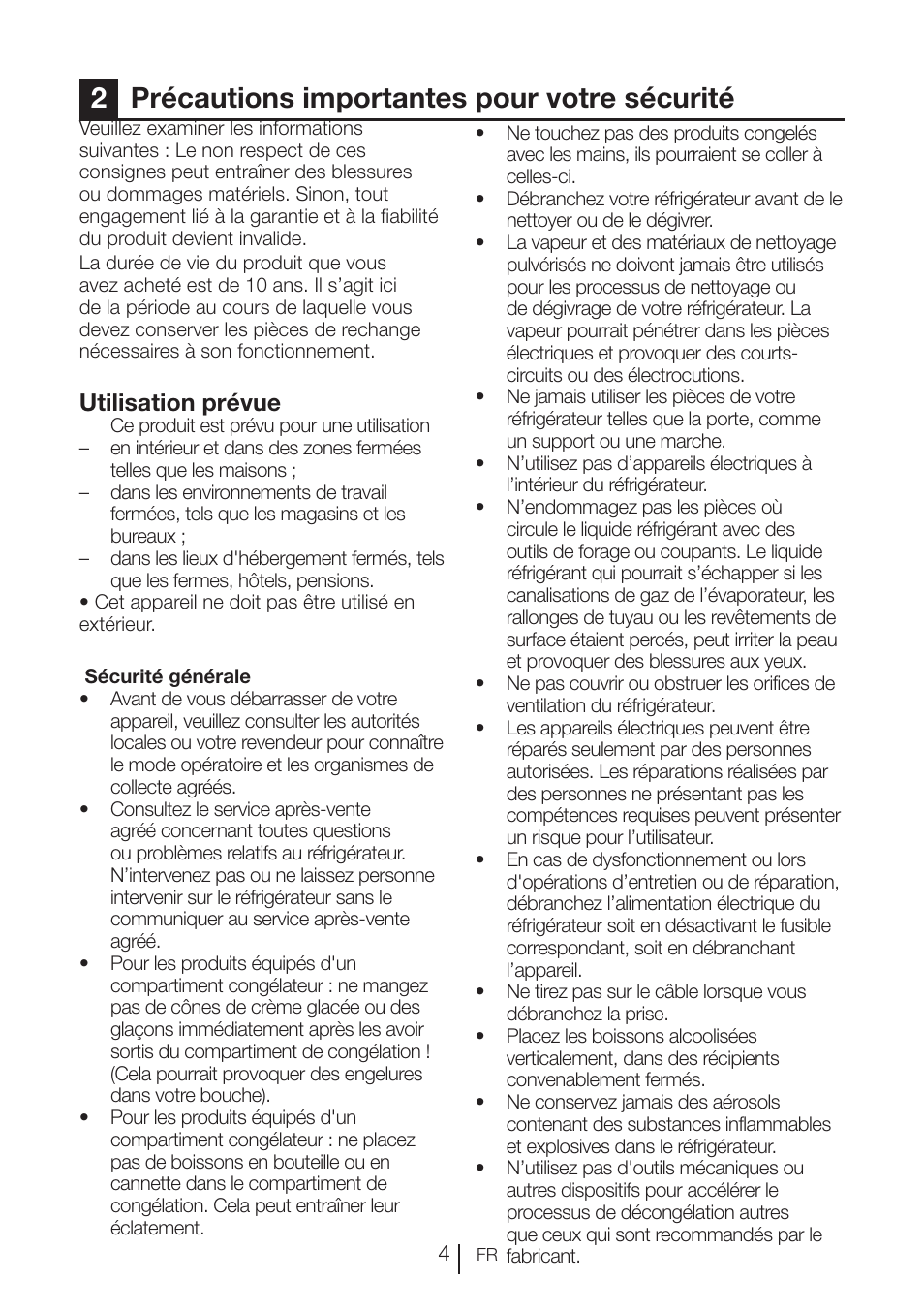2précautions importantes pour votre sécurité, Utilisation prévue | Blomberg KFD 9950 X A+ User Manual | Page 55 / 372