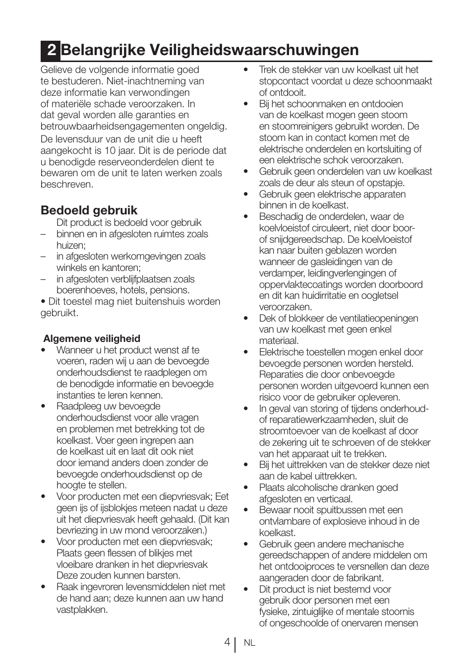 2belangrijke veiligheidswaarschuwingen, Bedoeld gebruik | Blomberg KFD 9950 X A+ User Manual | Page 80 / 372