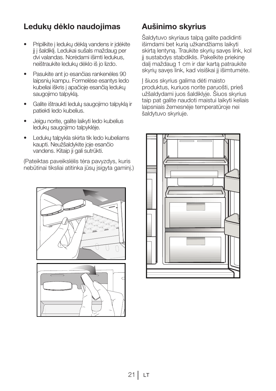 Ledukų dėklo naudojimas, Aušinimo skyrius | Blomberg KWS 9220 X User Manual | Page 106 / 311