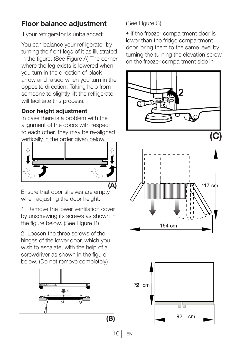 Floor balance adjustment, A) (b) | Blomberg KWS 9220 X User Manual | Page 11 / 311