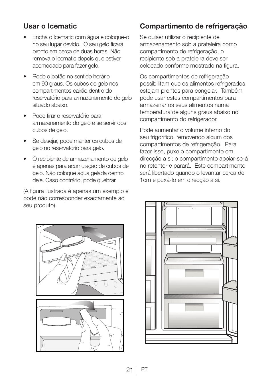 Usar o icematic, Compartimento de refrigeração | Blomberg KWS 9220 X User Manual | Page 134 / 311