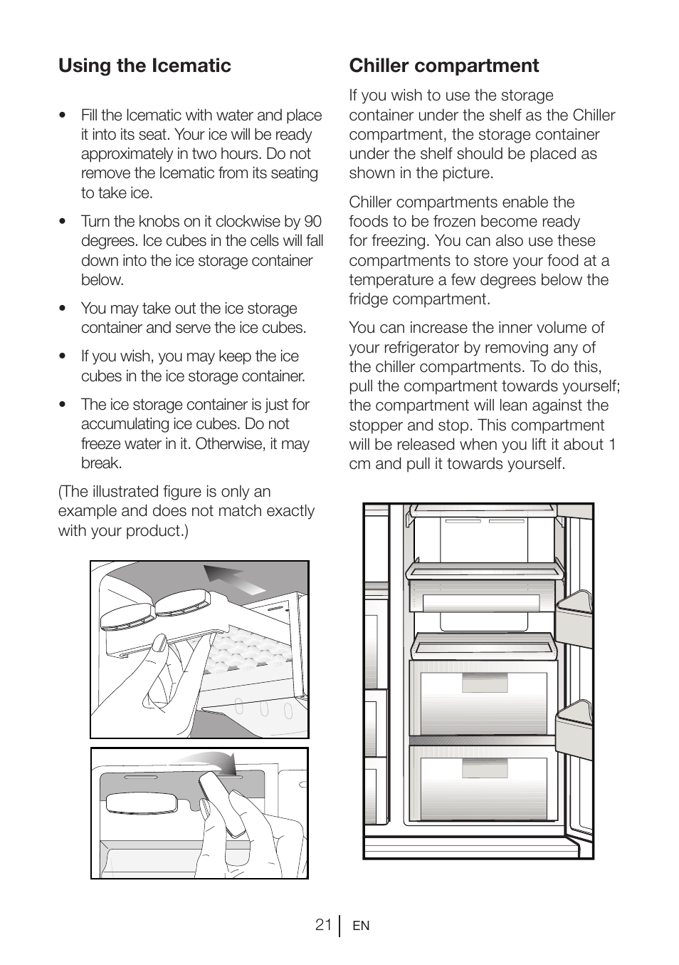 Using the icematic, Chiller compartment | Blomberg KWS 9220 X User Manual | Page 22 / 311