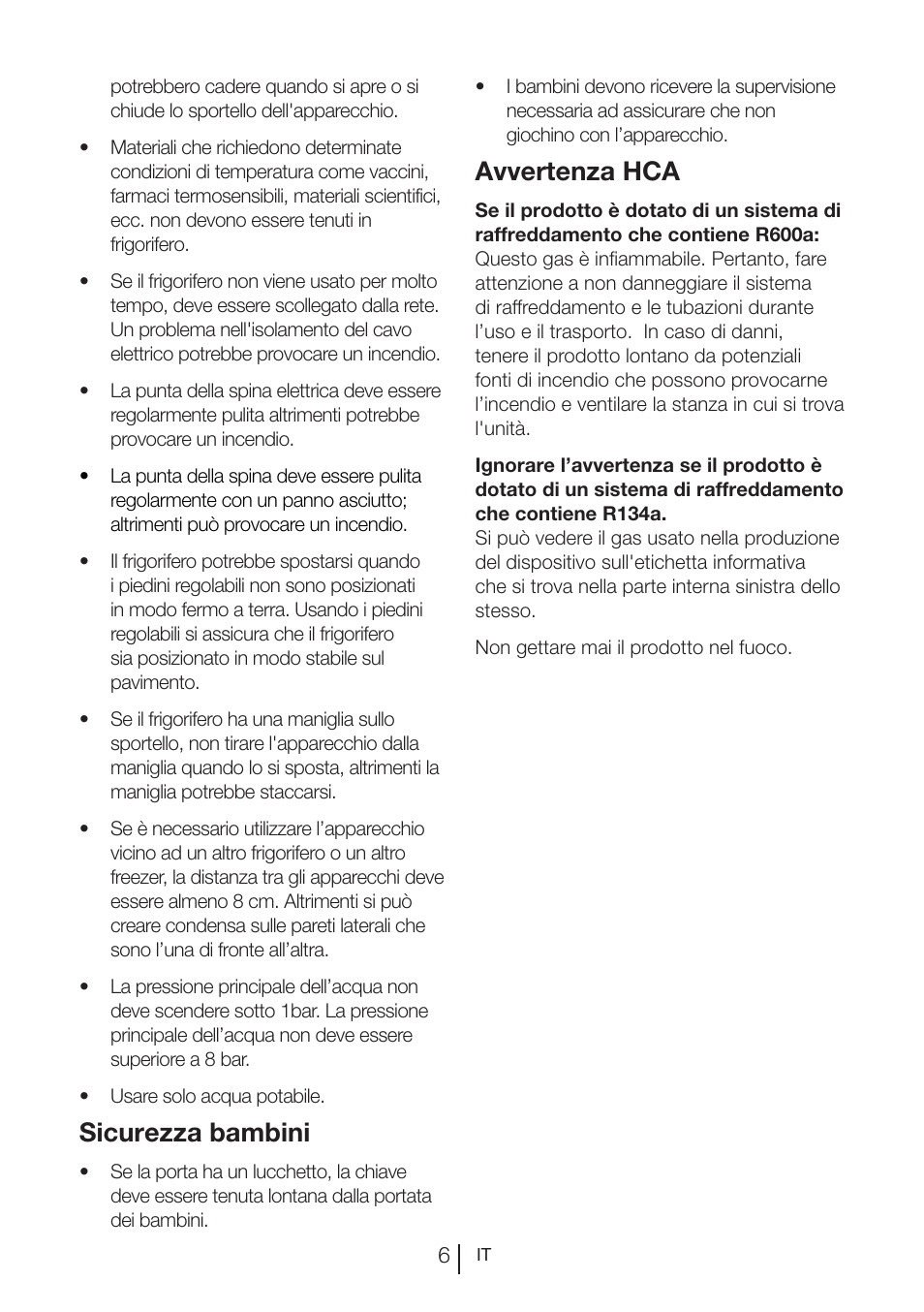 Sicurezza bambini, Avvertenza hca | Blomberg KWS 9220 X User Manual | Page 232 / 311