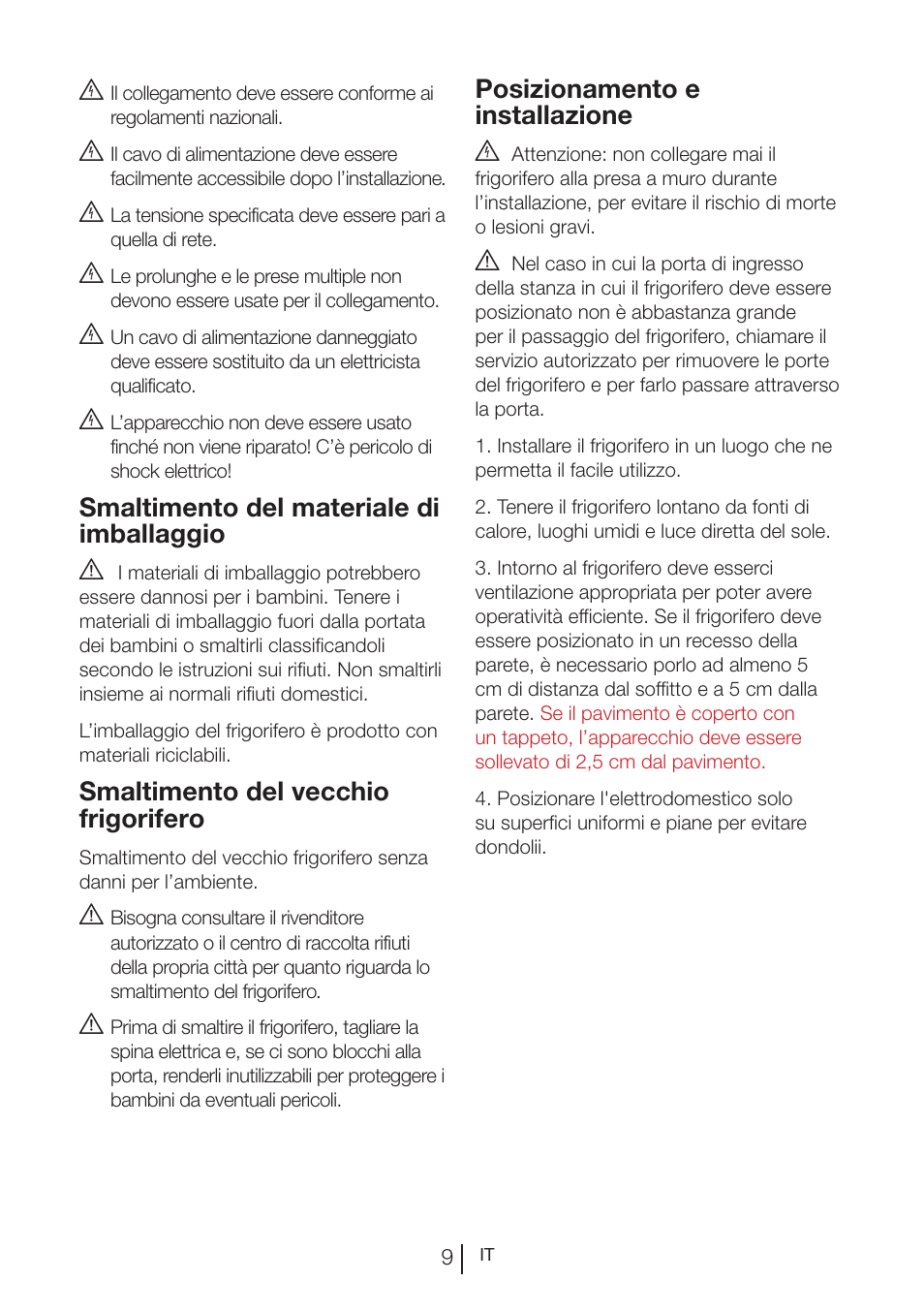 Smaltimento del materiale di imballaggio a, Smaltimento del vecchio frigorifero, Posizionamento e installazione b | Blomberg KWS 9220 X User Manual | Page 235 / 311