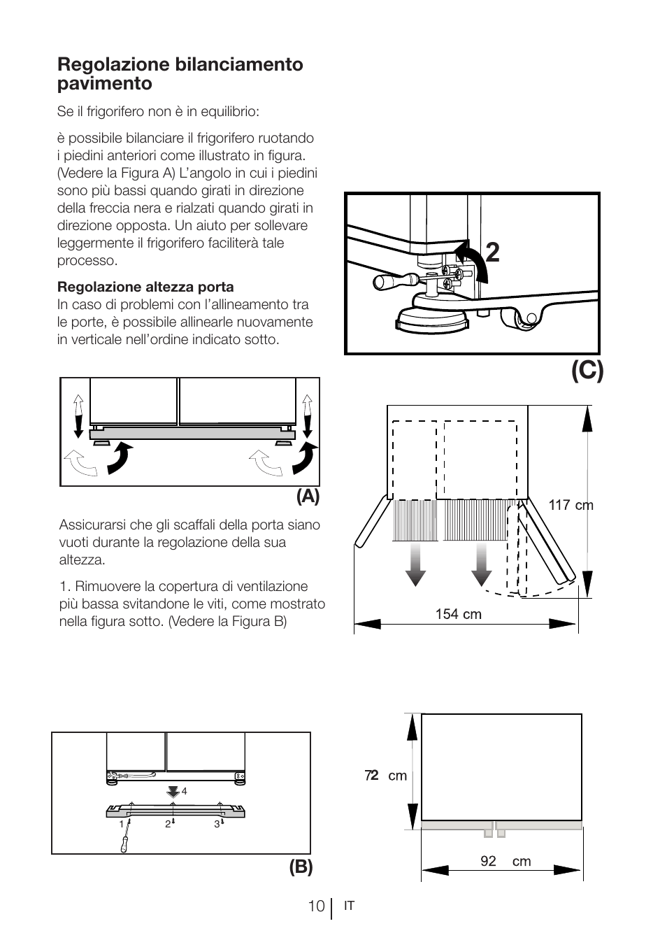 Regolazione bilanciamento pavimento, A) (b) | Blomberg KWS 9220 X User Manual | Page 236 / 311