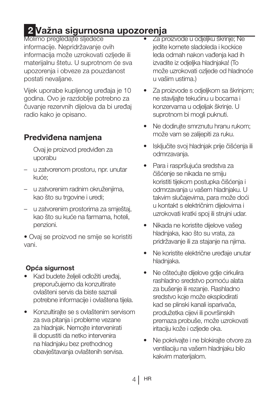 2važna sigurnosna upozorenja, Predviđena namjena | Blomberg KWS 9220 X User Manual | Page 258 / 311
