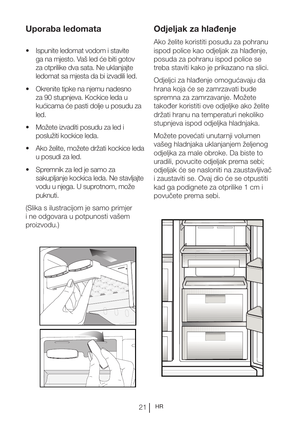 Uporaba ledomata, Odjeljak za hlađenje | Blomberg KWS 9220 X User Manual | Page 275 / 311