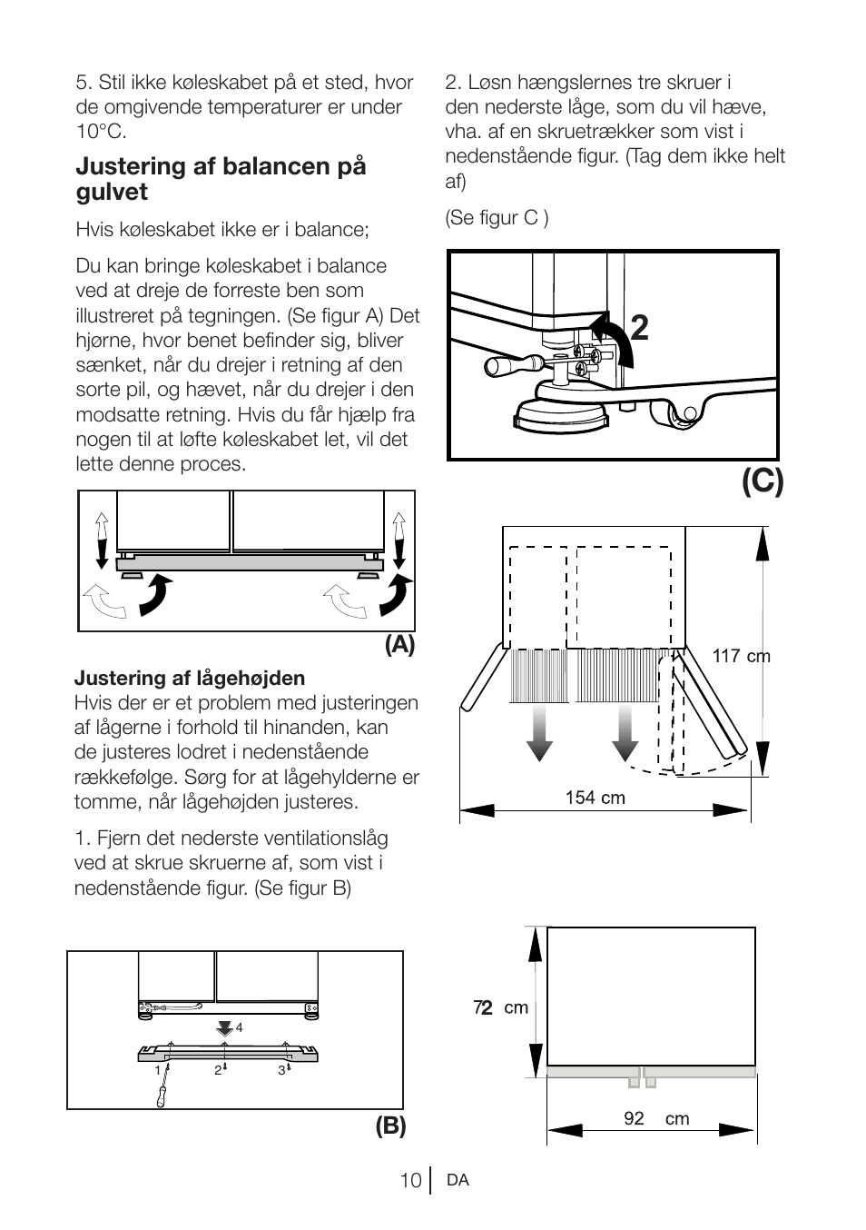Justering af balancen på gulvet | Blomberg KWS 9220 X User Manual | Page 292 / 311