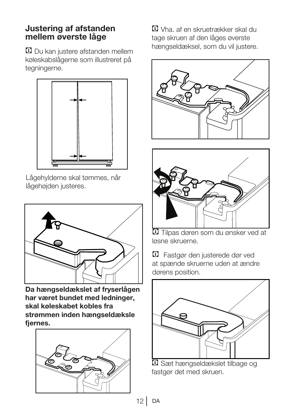 Justering af afstanden mellem øverste låge c | Blomberg KWS 9220 X User Manual | Page 294 / 311
