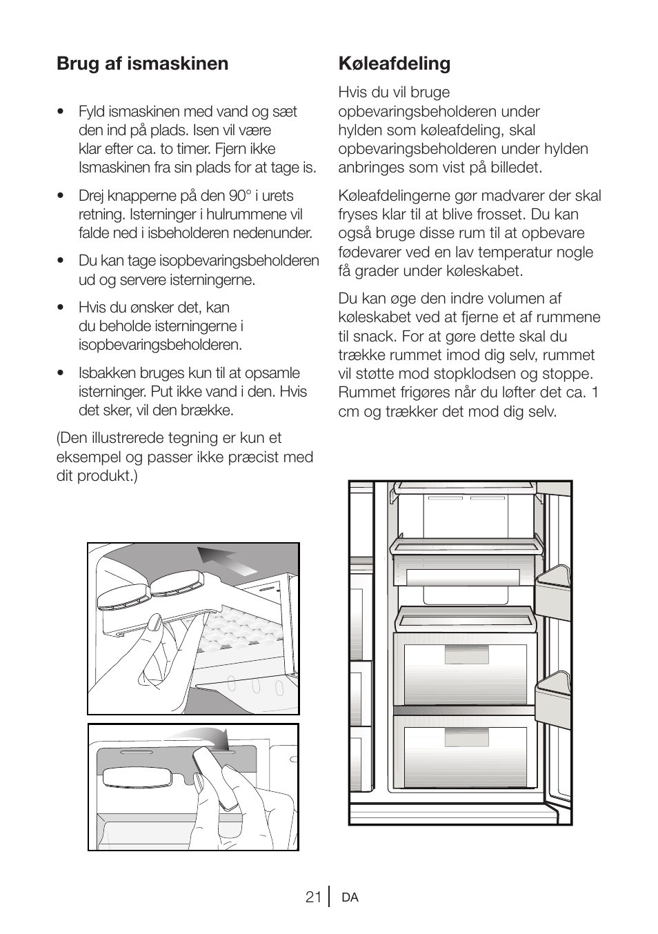 Brug af ismaskinen, Køleafdeling | Blomberg KWS 9220 X User Manual | Page 303 / 311