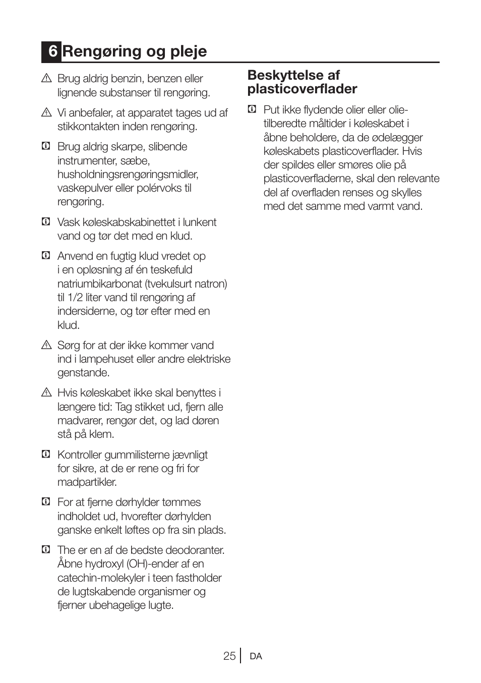 6rengøring og pleje, Beskyttelse af plasticoverflader | Blomberg KWS 9220 X User Manual | Page 307 / 311