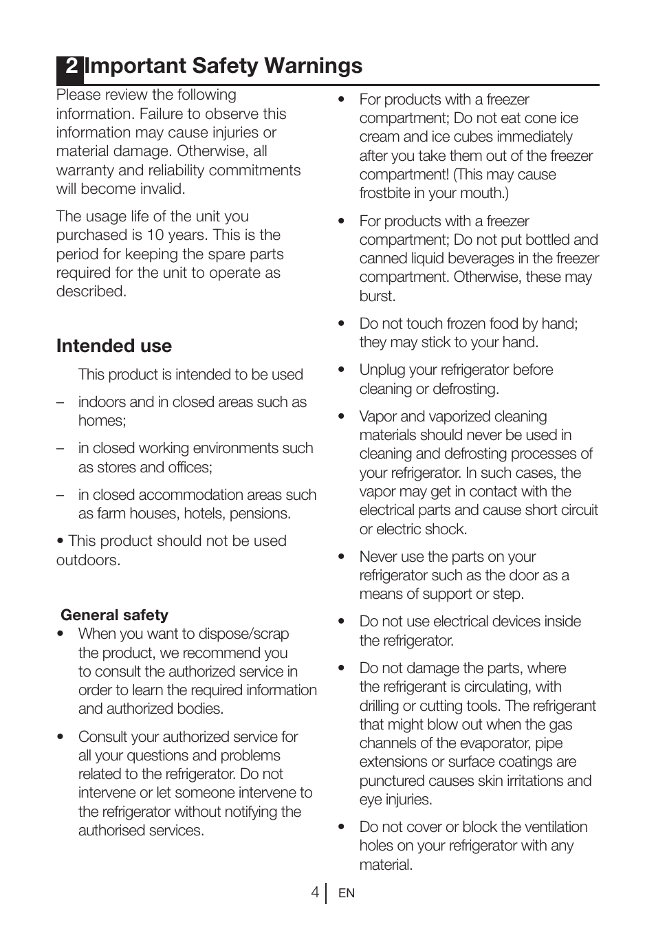 2important safety warnings, Intended use | Blomberg KWS 9220 X User Manual | Page 5 / 311