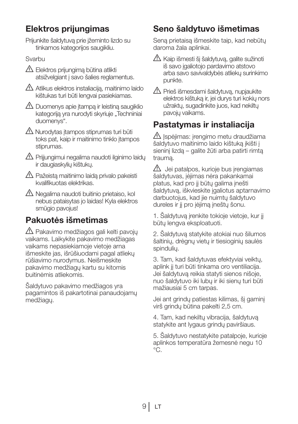 Elektros prijungimas, Pakuotės išmetimas a, Seno šaldytuvo išmetimas | Pastatymas ir instaliacija b | Blomberg KWS 9220 X User Manual | Page 94 / 311