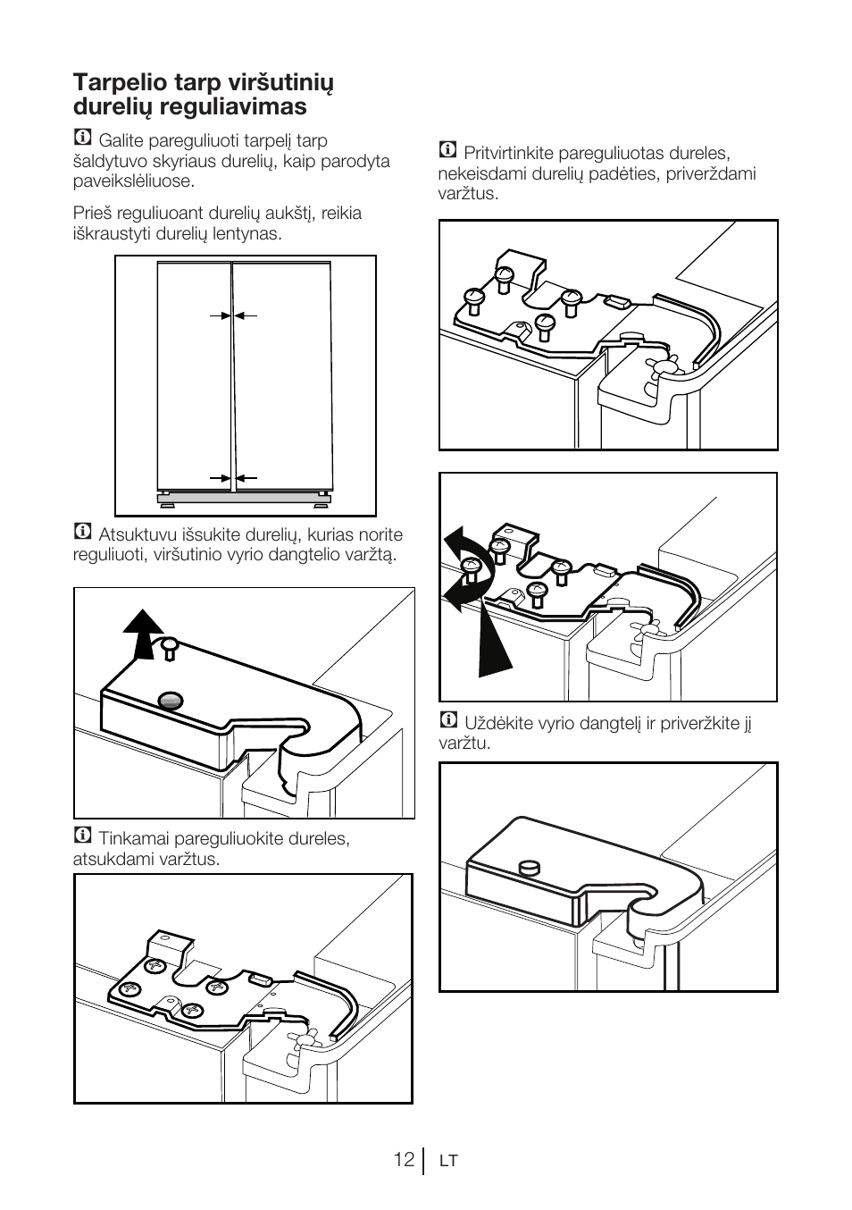 Tarpelio tarp viršutinių durelių reguliavimas c | Blomberg KWS 9220 X User Manual | Page 97 / 311