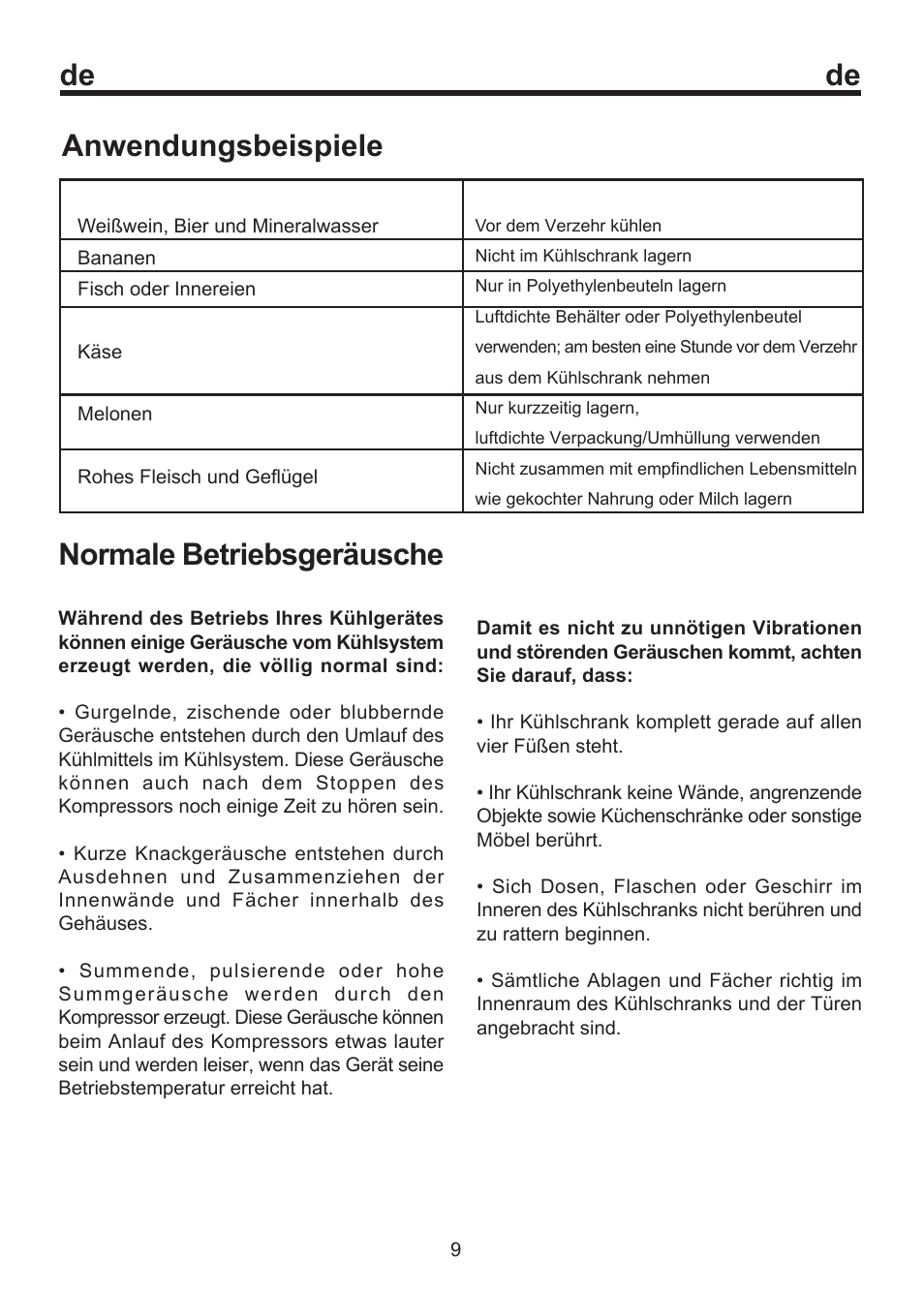 De anwendungsbeispiele, Normale betriebsgeräusche | Blomberg WKWD 1500 X - 1 User Manual | Page 13 / 60