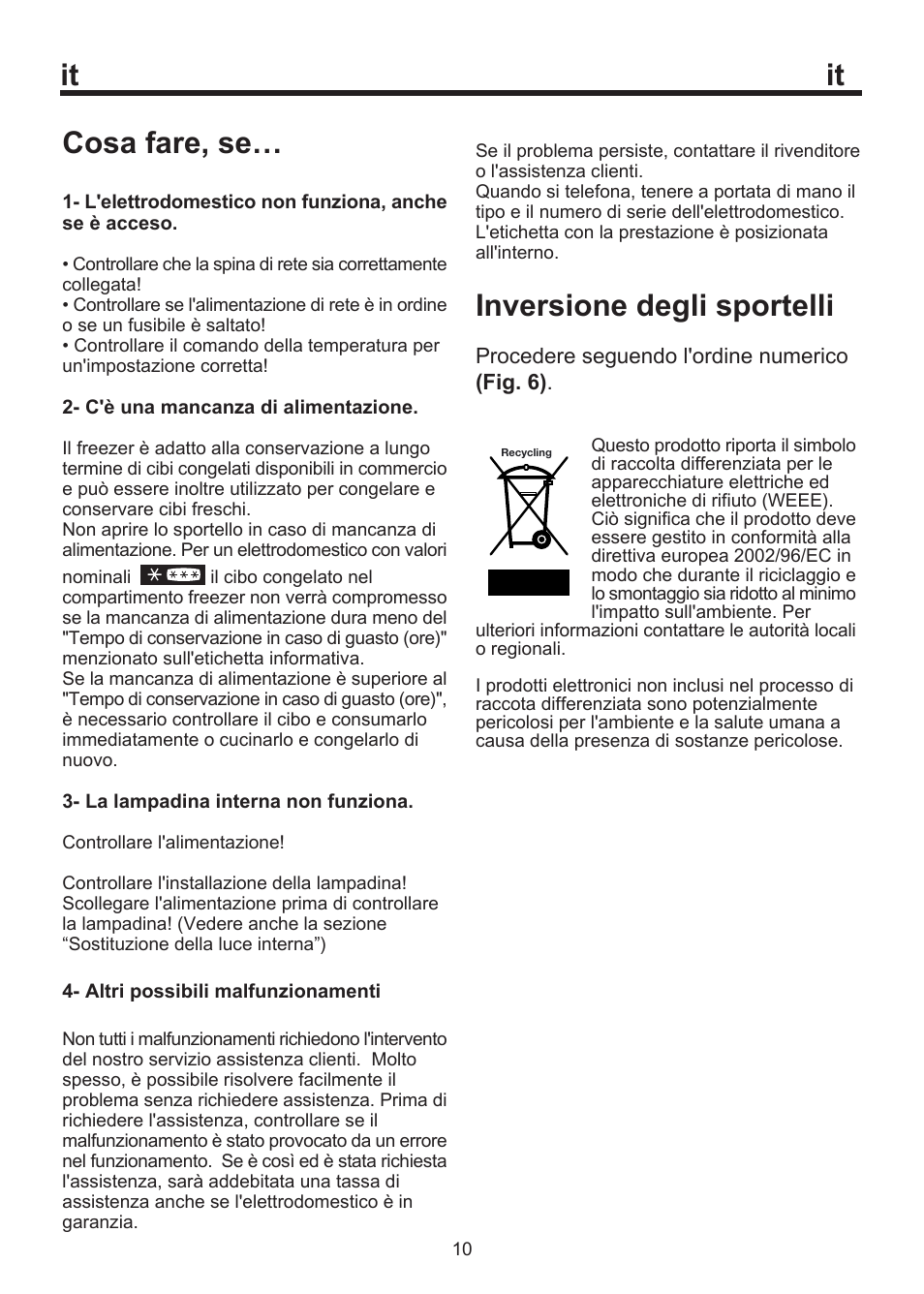Cosa fare, se, Inversione degli sportelli | Blomberg WKWD 1500 X - 1 User Manual | Page 36 / 60