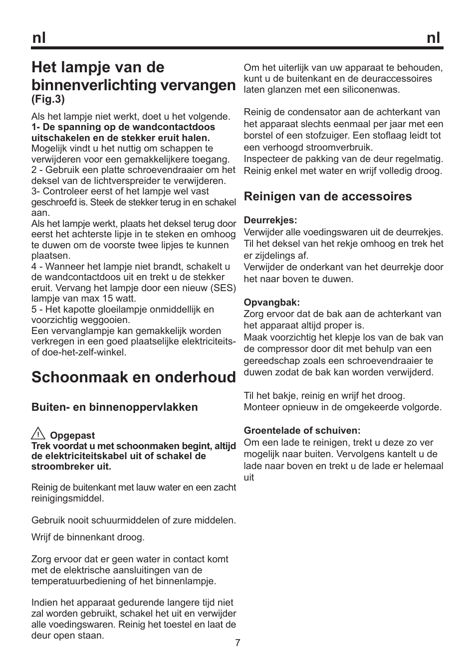 Het lampje van de binnenverlichting vervangen, Schoonmaak en onderhoud | Blomberg WKWD 1500 X - 1 User Manual | Page 44 / 60