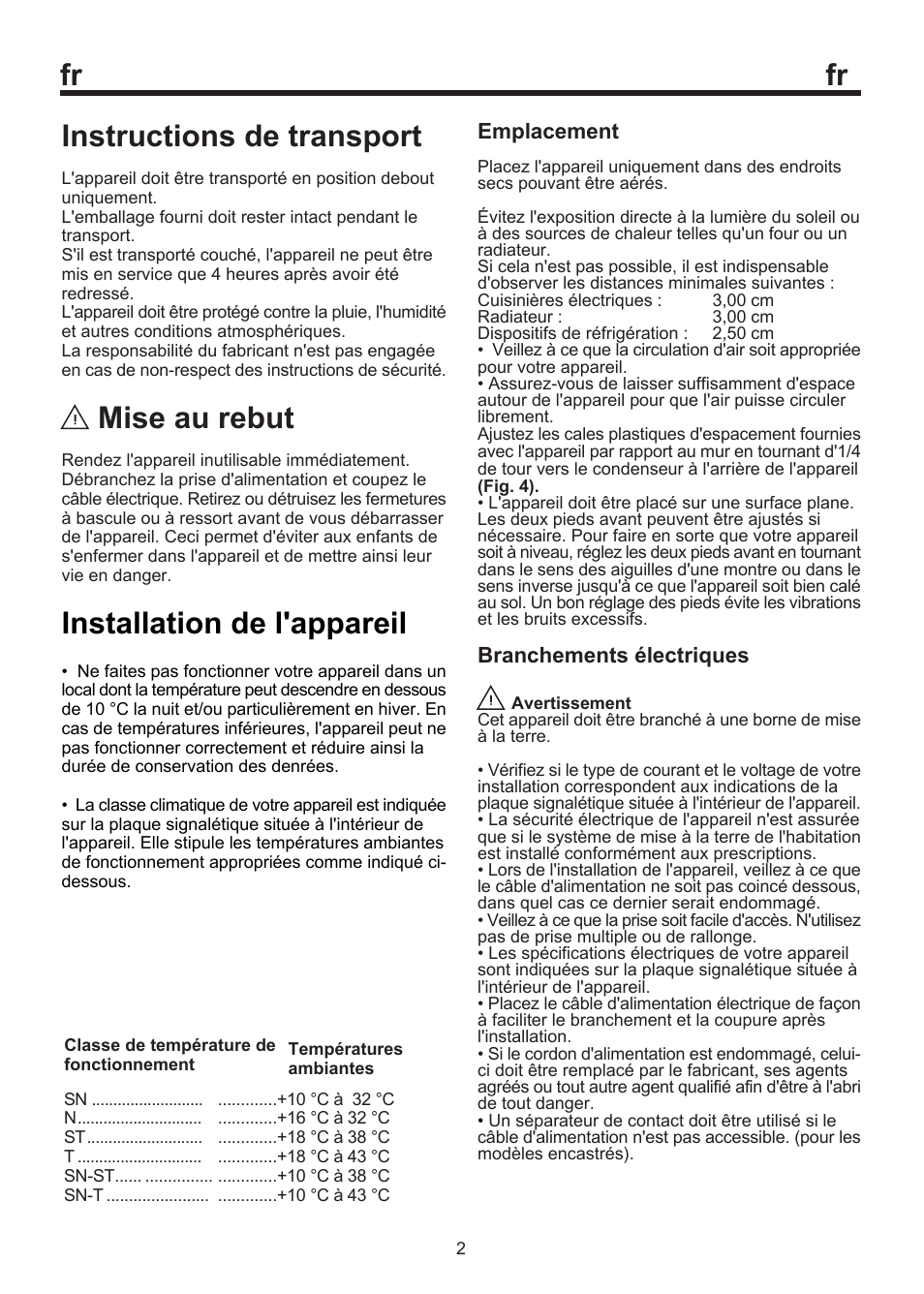 Instructions de transport, Mise au rebut, Installation de l'appareil | Blomberg WKWD 1500 X - 1 User Manual | Page 50 / 60