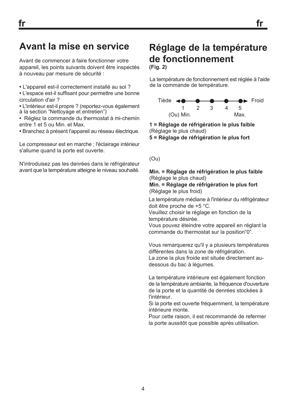 Réglage de la température de fonctionnement, Avant la mise en service | Blomberg WKWD 1500 X - 1 User Manual | Page 52 / 60