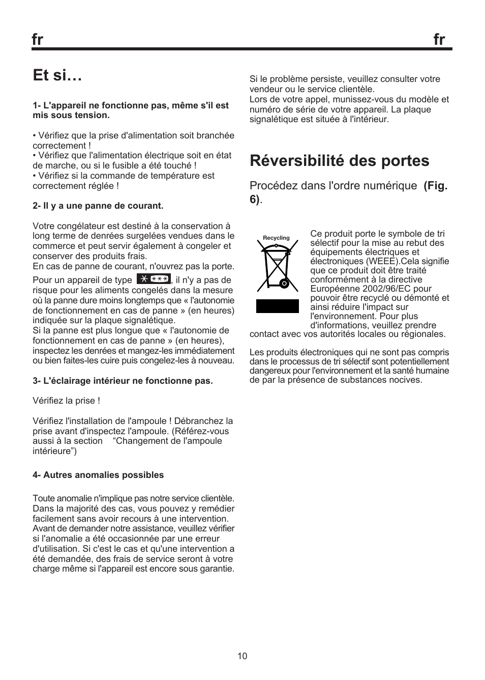 Et si, Réversibilité des portes | Blomberg WKWD 1500 X - 1 User Manual | Page 58 / 60