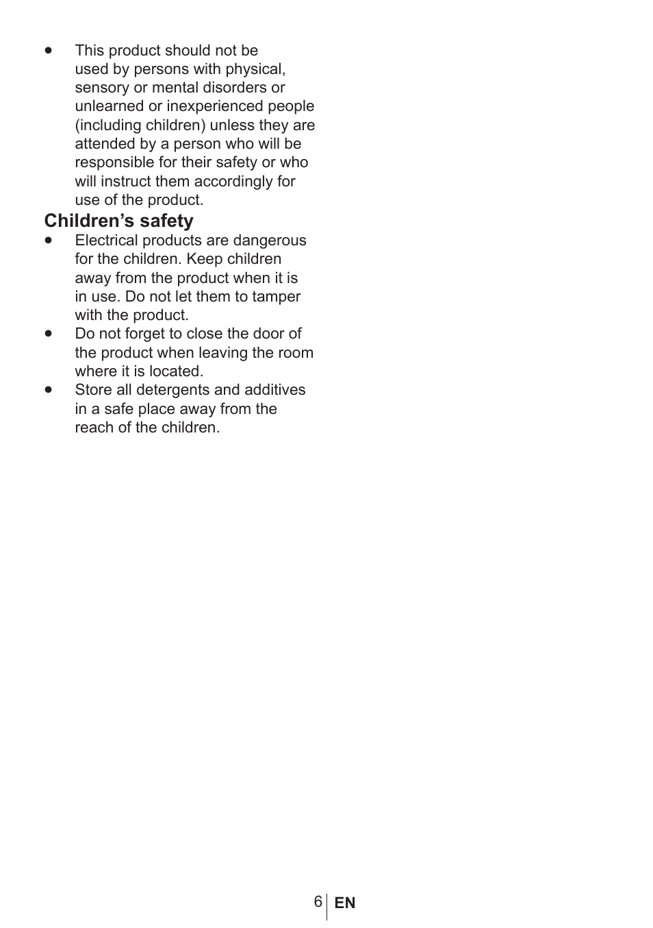 Children’s safety | Blomberg GIN 9487 E User Manual | Page 7 / 43