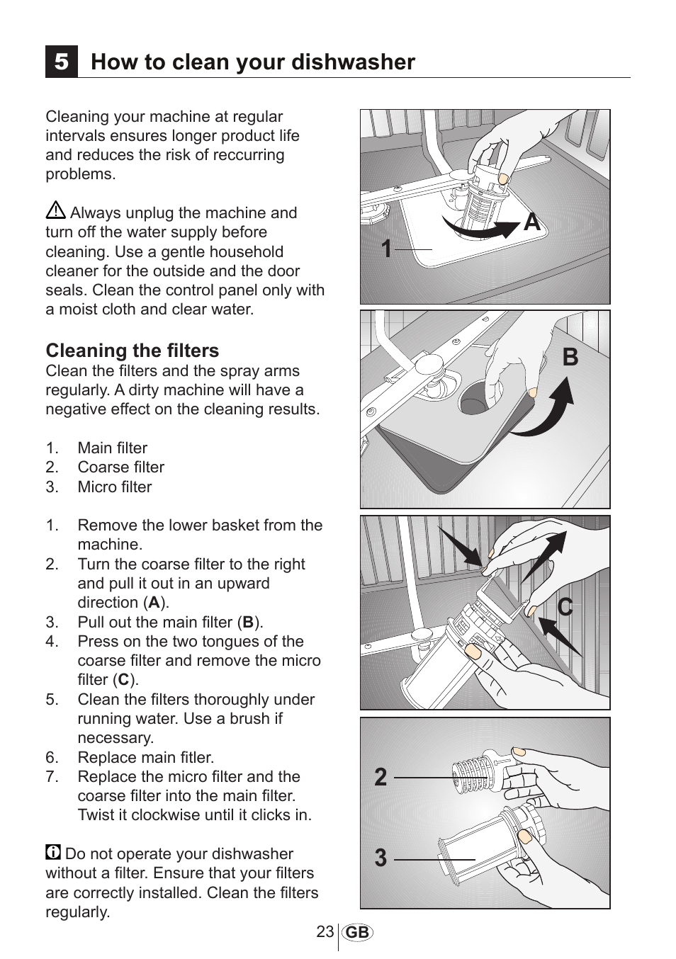 5how to clean your dishwasher | Blomberg GIN 9260 E User Manual | Page 24 / 33