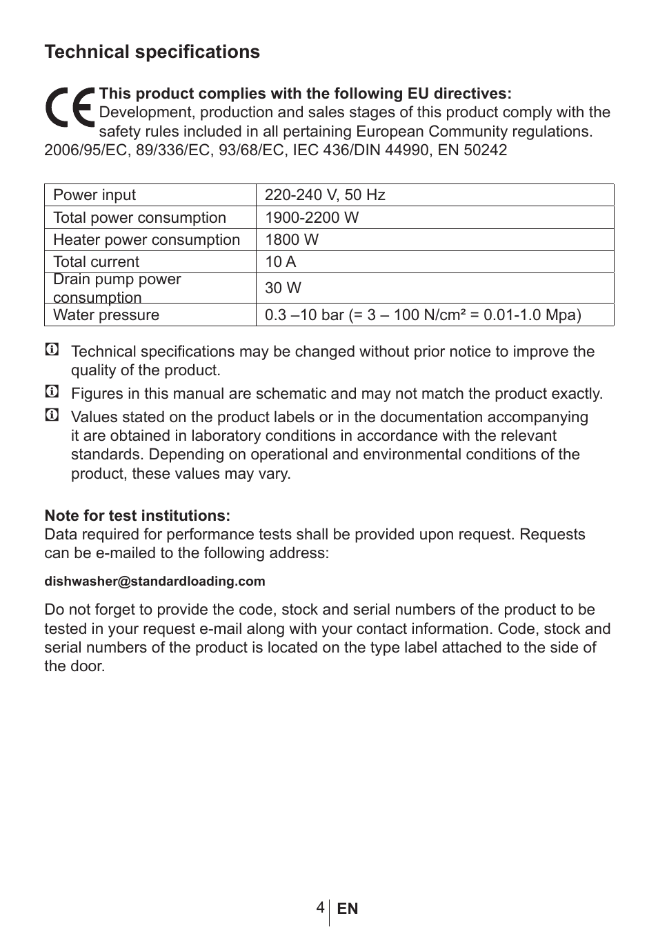 Technical specifications | Blomberg GIN 9262 X User Manual | Page 5 / 35