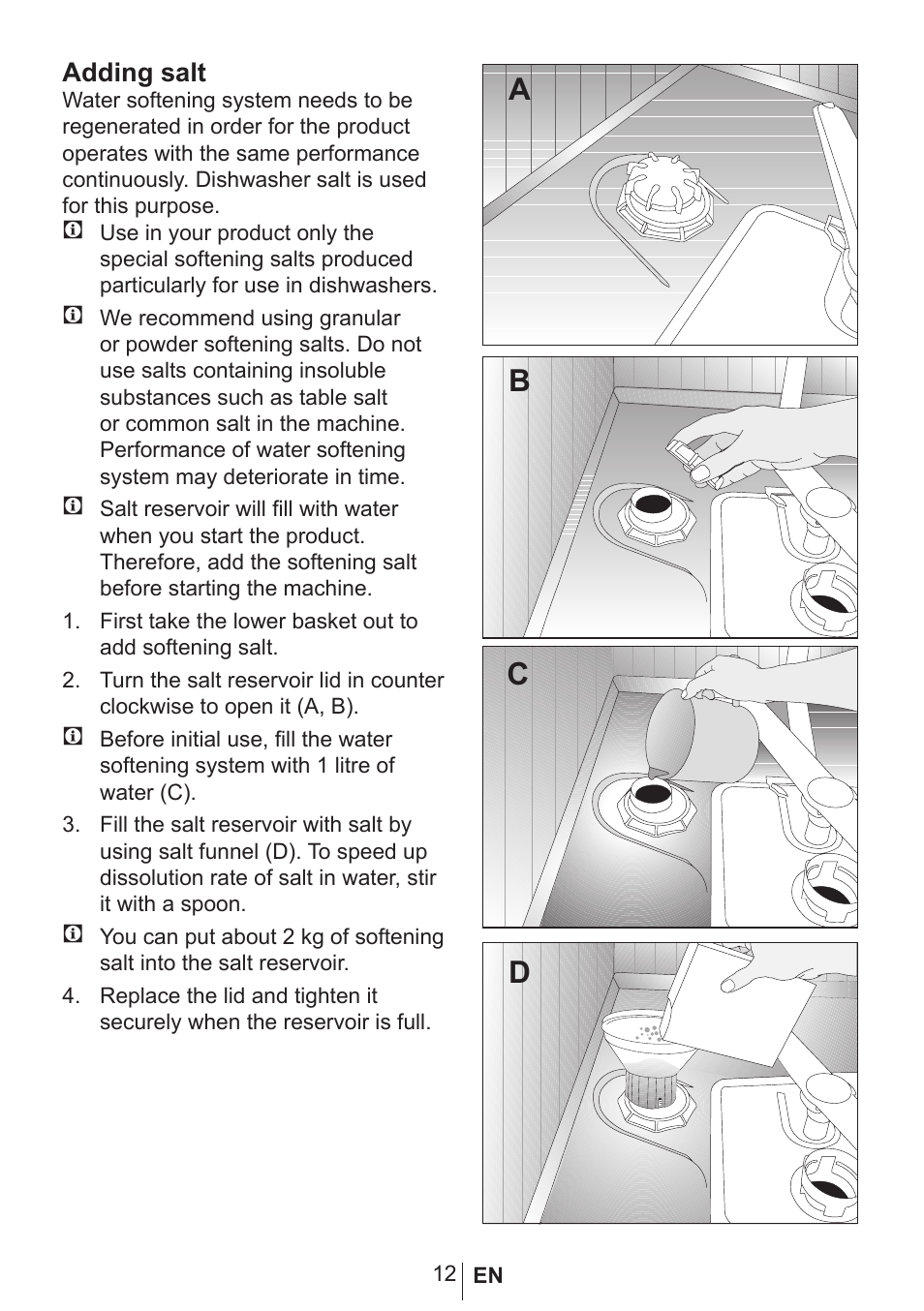 Adding salt | Blomberg GIN 9483 ED User Manual | Page 13 / 43