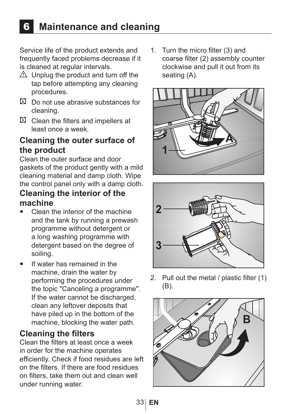 6maintenance and cleaning | Blomberg GIN 9483 ED User Manual | Page 34 / 43