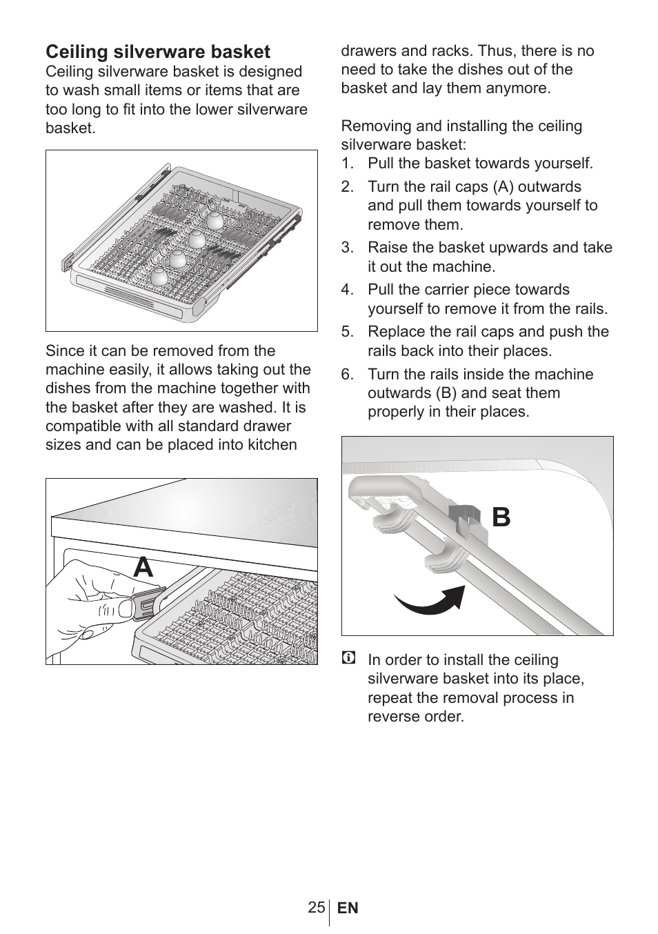 Ceiling silverware basket | Blomberg GVN 9487 E User Manual | Page 26 / 36