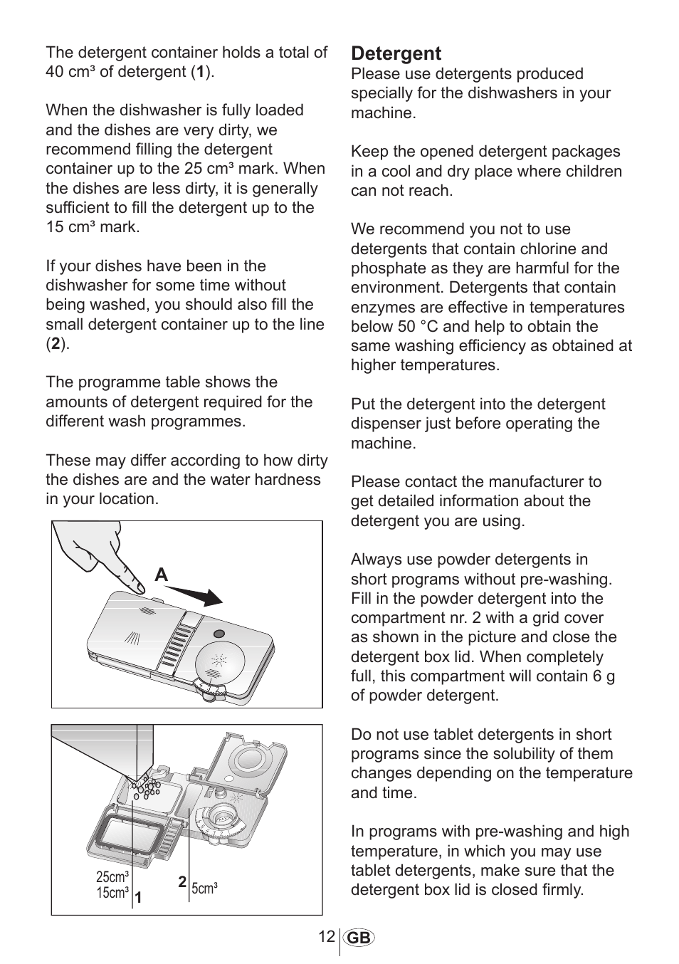Detergent | Blomberg GSS 9482 X20 User Manual | Page 13 / 34