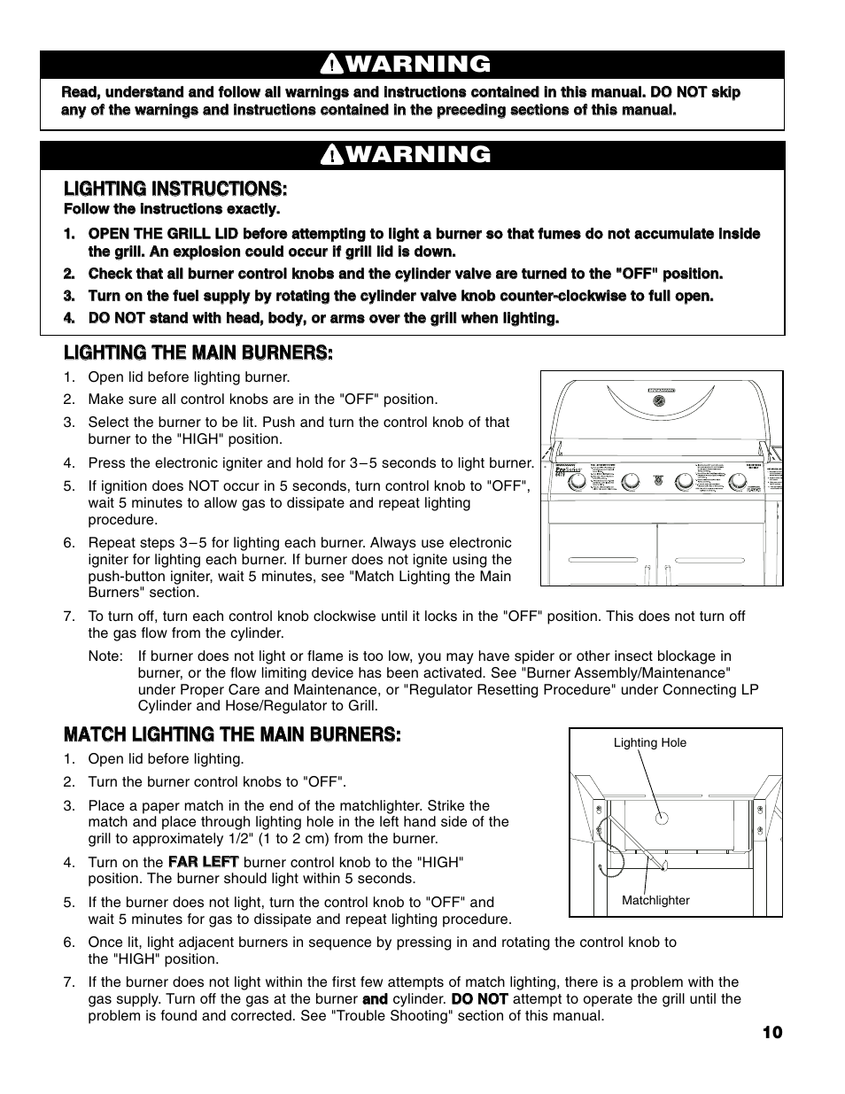 Warning | Brinkmann Series 6419 User Manual | Page 11 / 64