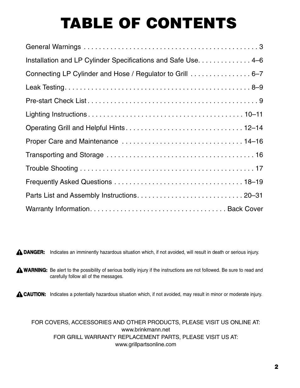 Brinkmann Series 6419 User Manual | Page 3 / 64