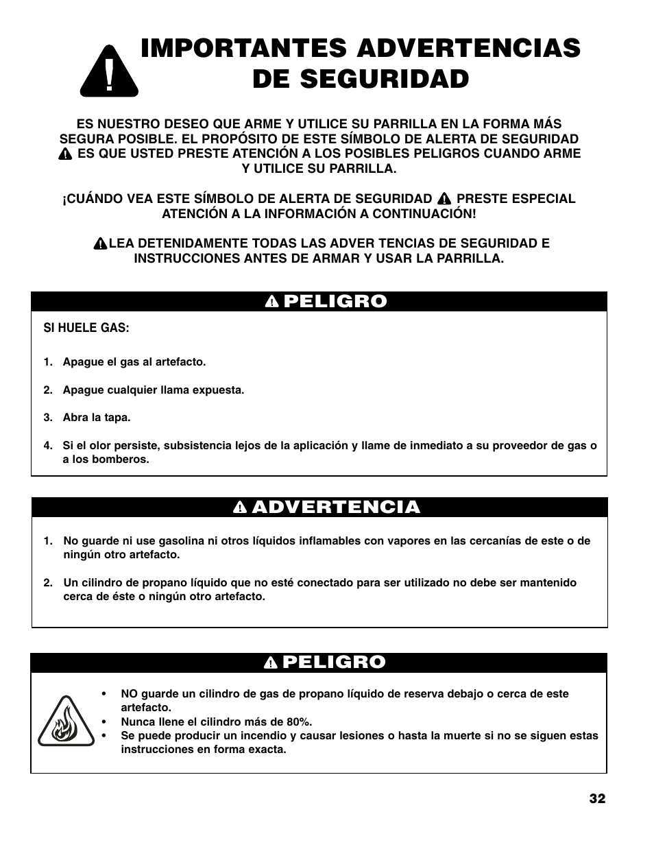 Importantes advertencias de seguridad, Peligro, Advertencia peligro | Brinkmann Series 6419 User Manual | Page 33 / 64