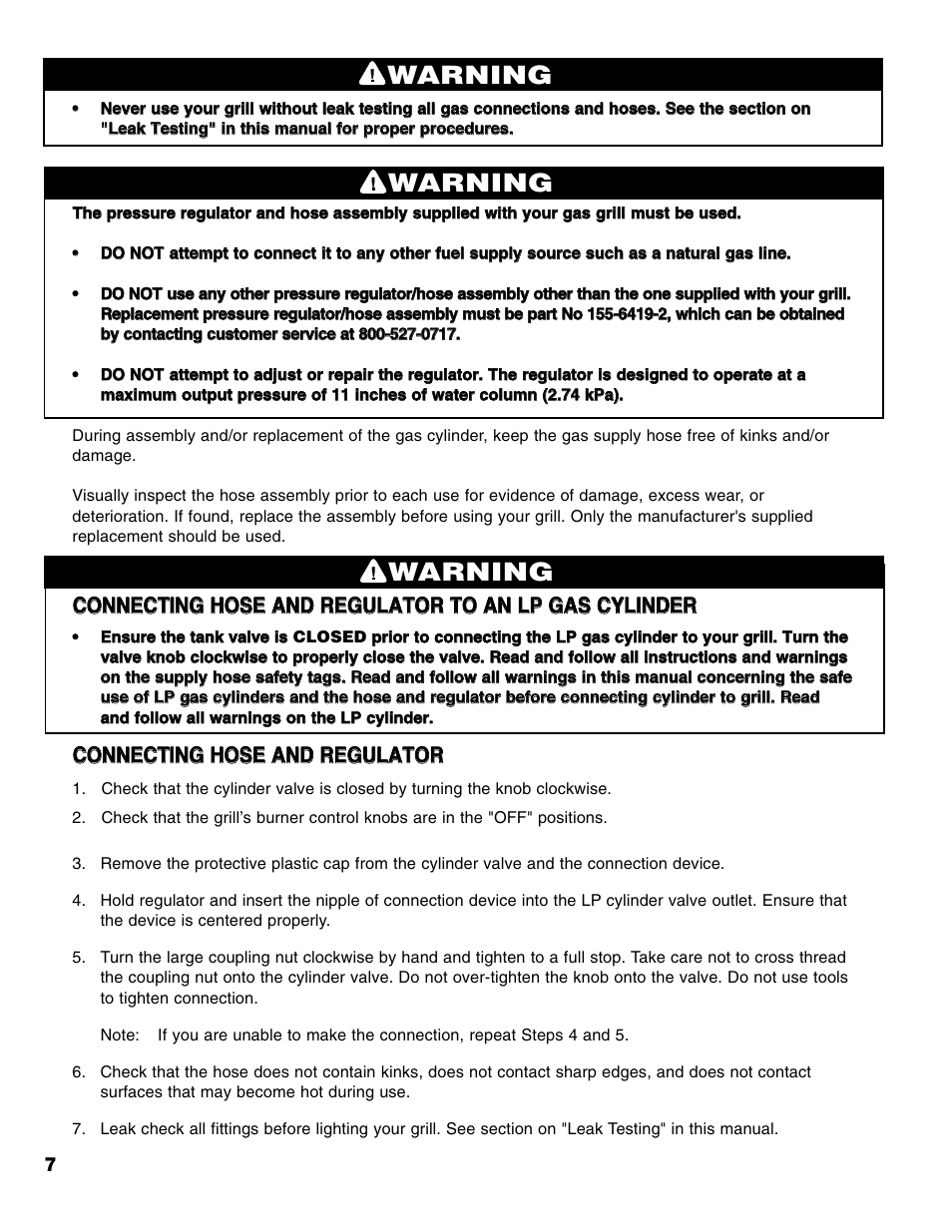 Warning | Brinkmann Series 6419 User Manual | Page 8 / 64