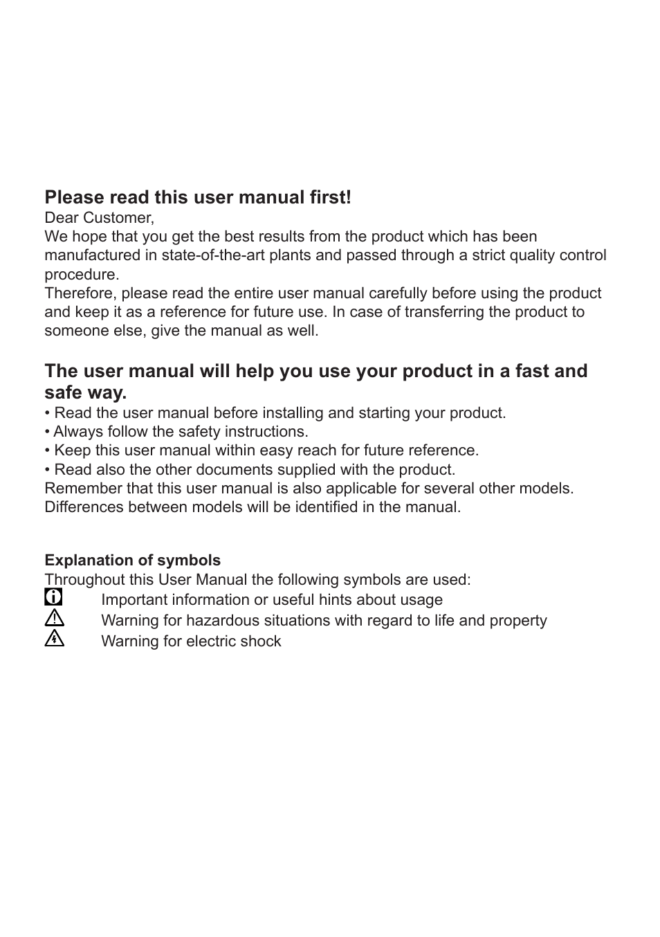 Please read this user manual first | Blomberg GSN 9470 XSP User Manual | Page 2 / 43