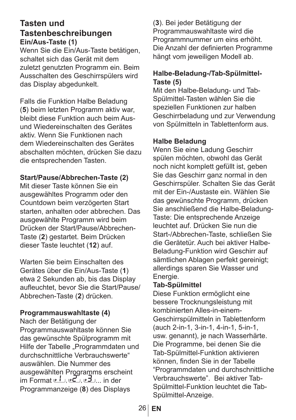 Tasten und tastenbeschreibungen | Blomberg GSN 9470 XSP User Manual | Page 27 / 43