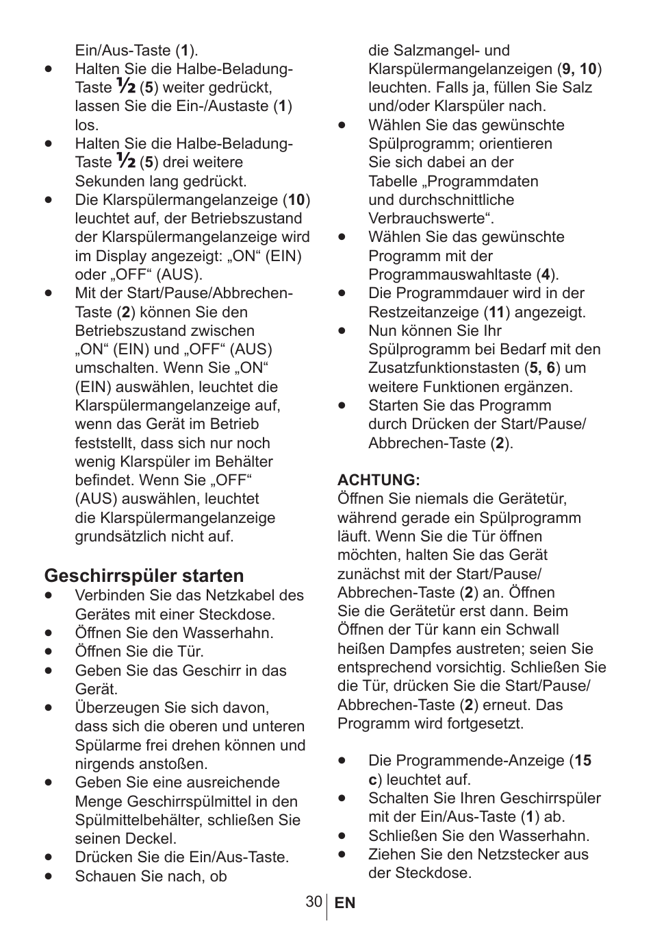 Geschirrspüler starten | Blomberg GSN 9470 XSP User Manual | Page 31 / 43