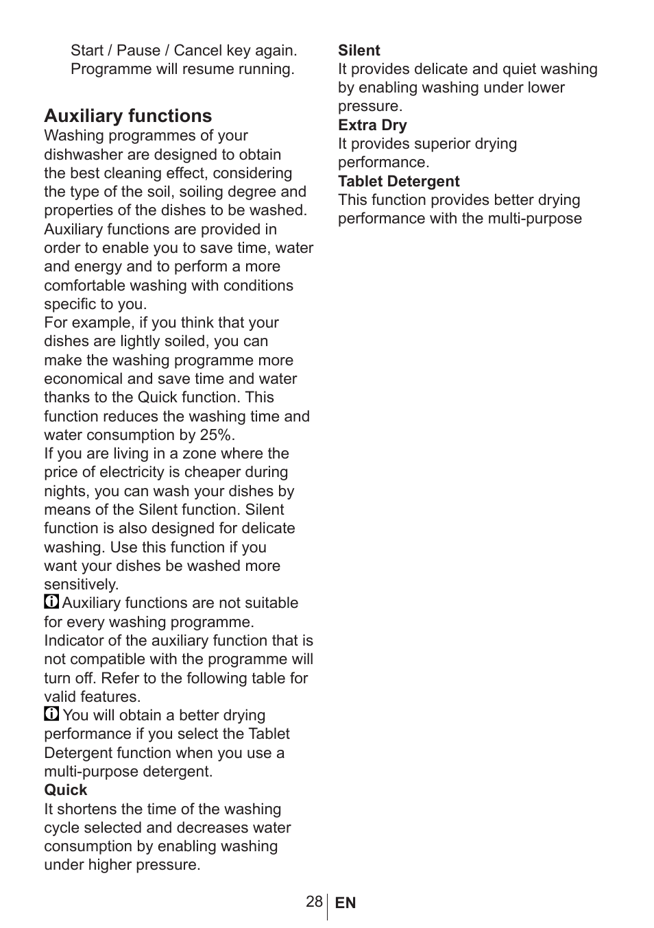 Auxiliary functions | Blomberg GSN 9583 XB630 User Manual | Page 29 / 47