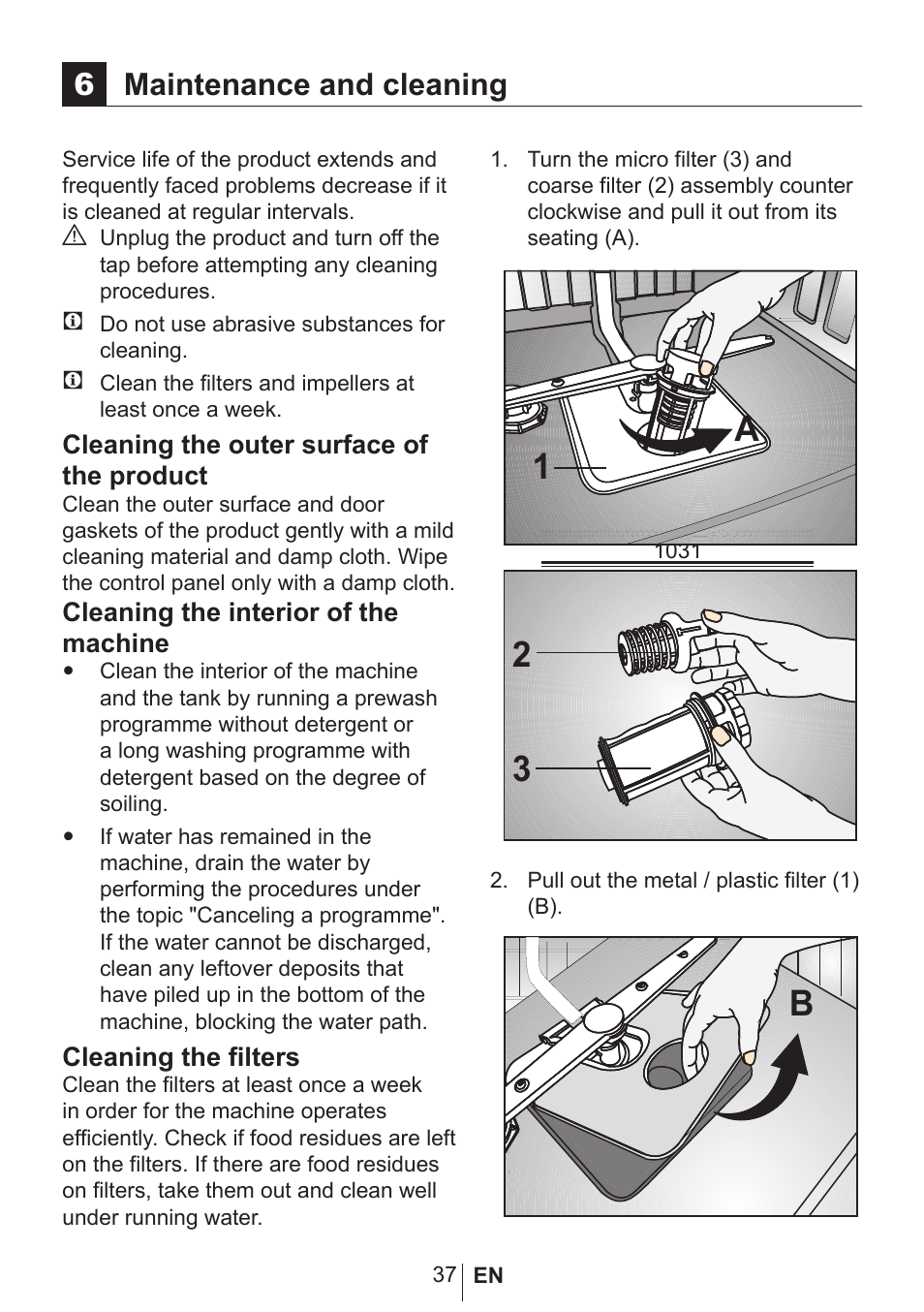 6maintenance and cleaning | Blomberg GSN 9583 XB630 User Manual | Page 38 / 47