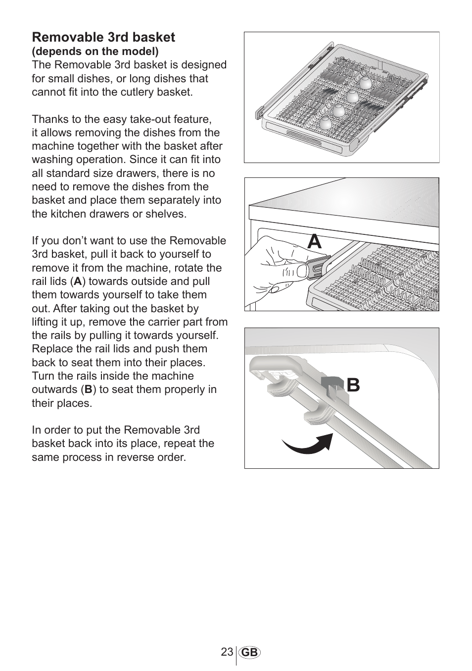 Removable 3rd basket | Blomberg GSN 9583 A630 User Manual | Page 24 / 45